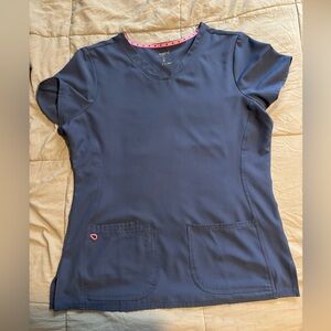 Heart Soul Navy Blue Short Sleeve Top with Pink Accents